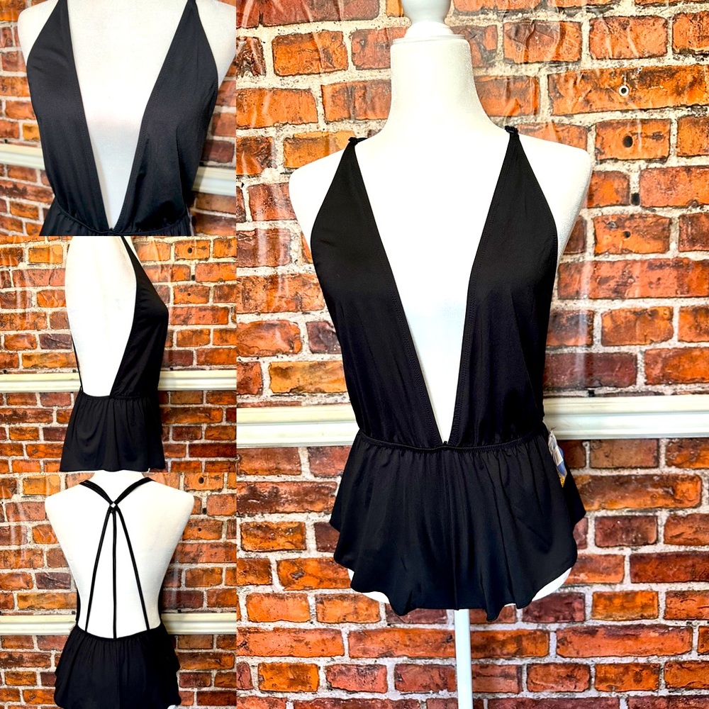 Sexy black lingerie onesie